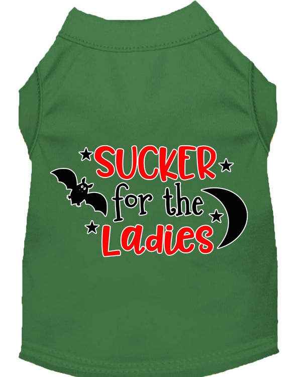 Sucker for the Ladies Screen Print Dog Shirt Green Med